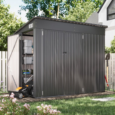 7.6 ft. W x 3.8 ft. D Metal Lean-To Storage Shed with Lockable Door & Ventilation
