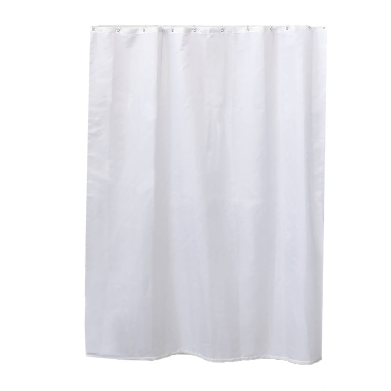 Rideau de douche en polyester de couleur unie avec crochets assortis, Blanc