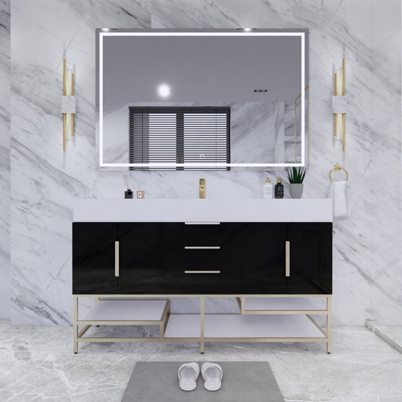 Ensemble de meuble-lavabo simple 59 po Glasgow, Noir très lustré