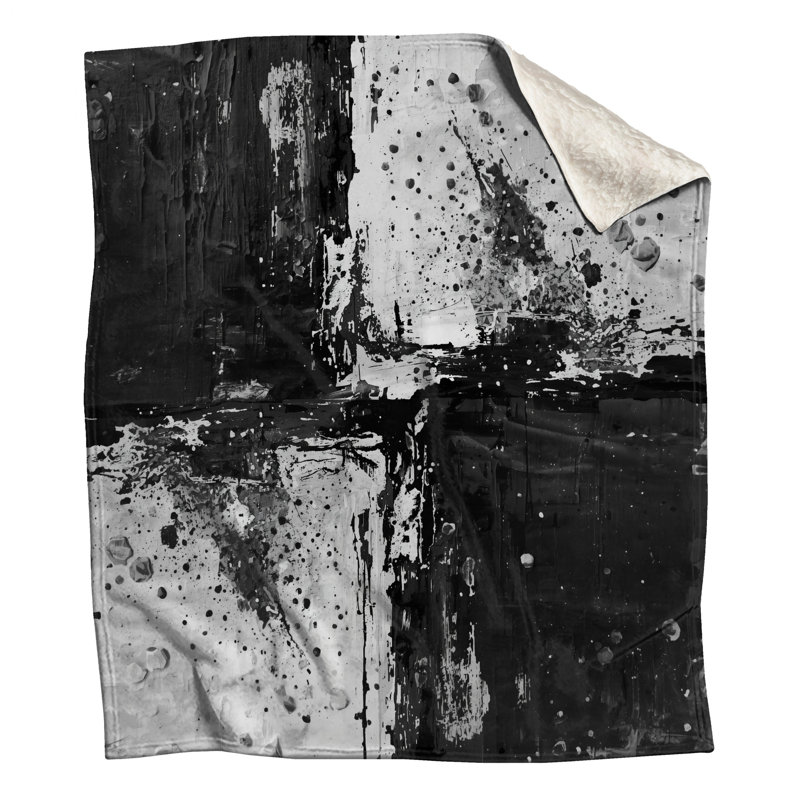 Noir et blanc, peinture abstraite, couvertures, L 60 po x H 80 po