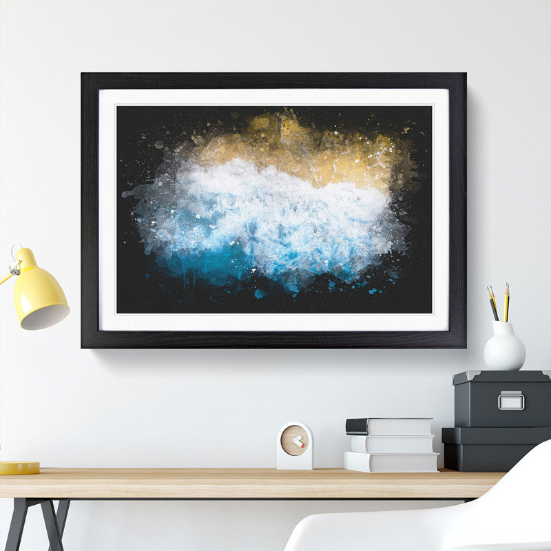 Palm Tree Beach in Florida - Picture Frame Graphic Art Print, 24cm H x 33cm W x 2cm D, Black Framed