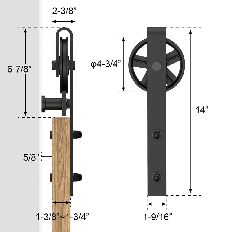 Black Double Bypass Sliding Barn Door Hardware Kit