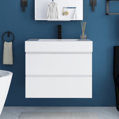 Lauma 30'' Wall-Mounted Bathroom Vanity Set with Integrated Resin Sink