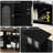Black Dining Table For 4 To 6, Modern Kitchen Dining Room Table With 3-tier Storage Shelf And Acrylic Door Cabinet, Rectangular Wooden Dinner Tables For Home Kitchen Living Room-365516632-365516646-365516645