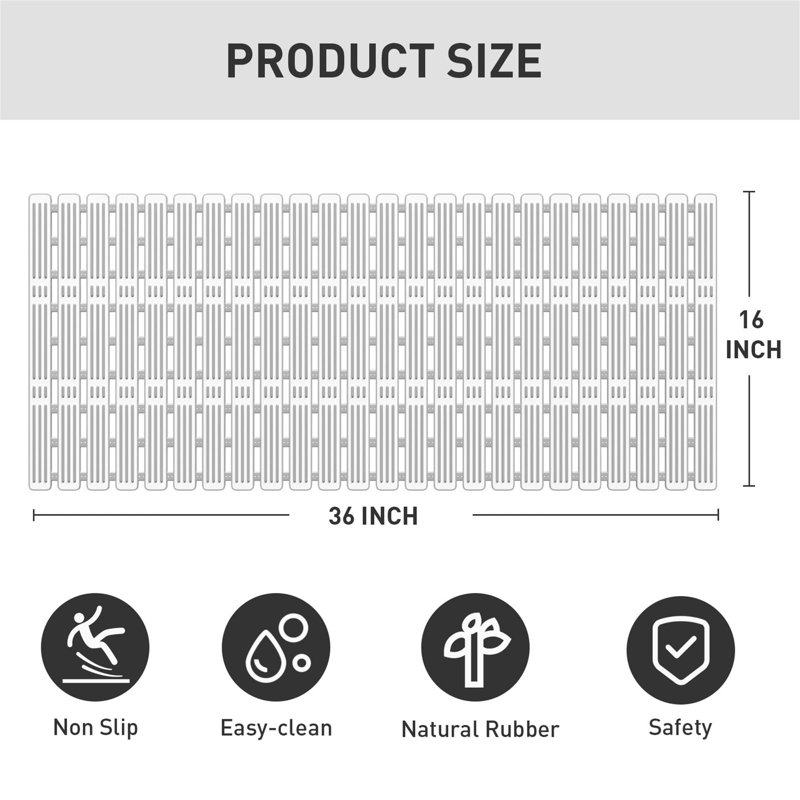 Grainger Plastic / Acrylic Non-Slip Shower Mat, Grey