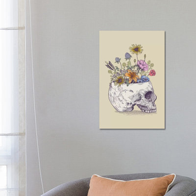 Half Skull Flowers by Rachel Caldwell - Wrapped Canvas Gallery-Wrapped Canvas Giclée