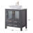 30" Modern Freestanding Dark Gray Bathroom Vanity With Ceramic Vessel Sink And Double Ribbed Glass Doors & 2 Storage Drawers-1584580064