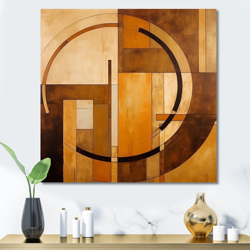 «Bronze Brilliance Symetry VI - Abstract Shapes», reproduction d'art sur toile, H 36 po x l 36 po x P 1,5 po, Toile tendue