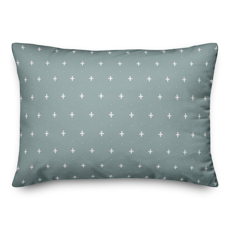 Housse de coussin rectangulaire en polyester / mélange de polyester, Blanc / bleu