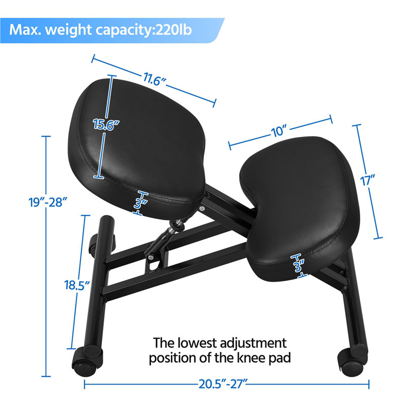 Backed Adjustable Height Ergonomic Kneeling Chair