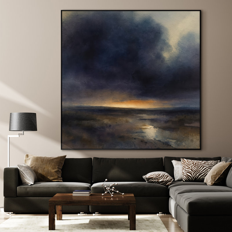 Extra Large Wall Art Fabric Print - Abstract Landscape Vintage Artwork Artwork Decor for Living Room or Bedroom - "Frame Assembly Required (Unfinished Frame)"