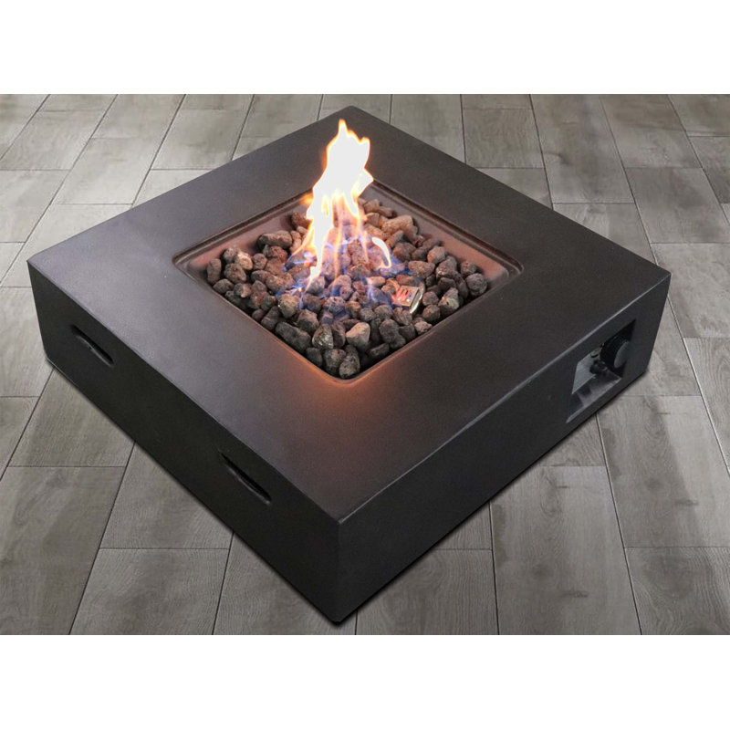 Hartwin Square Concrete Smokeless Fire Pit Table with Lid, Charcoal