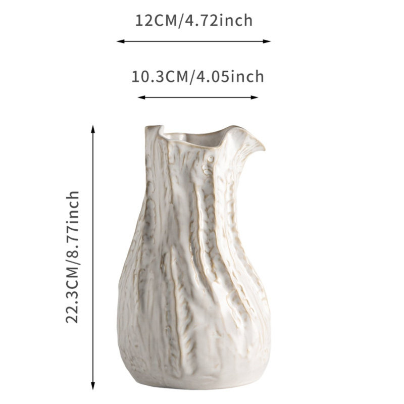 Vase décoratif en céramique blanche, joli petit vase à fleurs blanches pour la décoration intérieure, vases décoratifs en céramique de style bohème d'inspiration nordique moderne