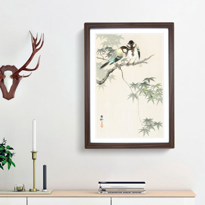 Great Tits in a Maple Tree by Ohara Koson - Framed Print