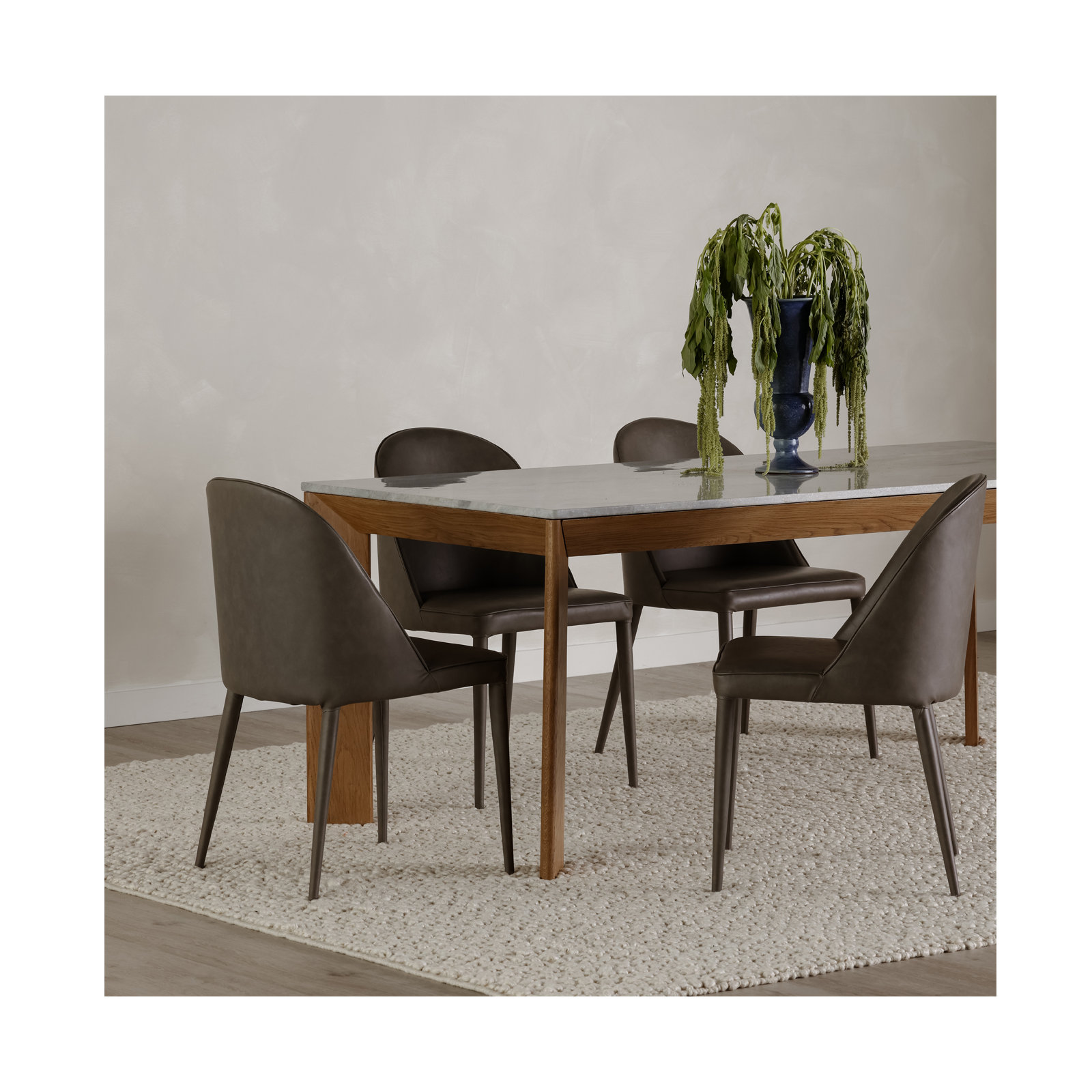 Brennon Upholstered Side Chair in Gray, Grey Faux Leather