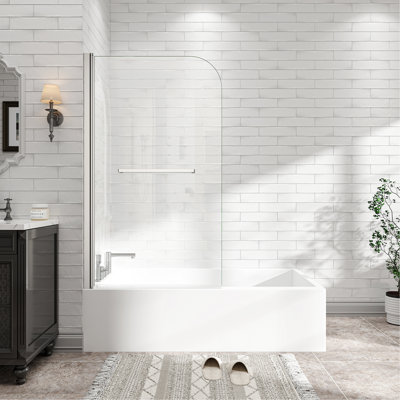 55"-60" W X 60" H Brushed Nickel Reversible Installation Double Bypass Sliding Shower Door Aluminium Alloy Frame Bathtub,1/4"(6MM) Tempered Glass With Nano Explosion-Proof Membrance,Easy Installation