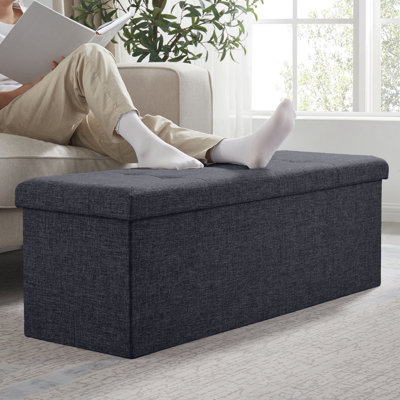 Torryn Linen Upholstered Storage Bench