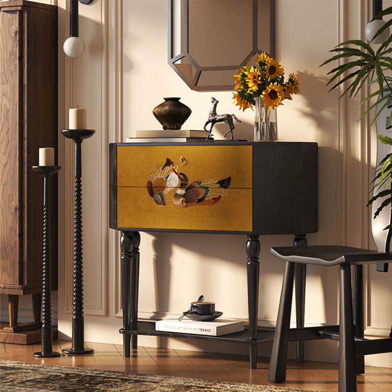 Retro Minimalist Console Table with 2 Drawers