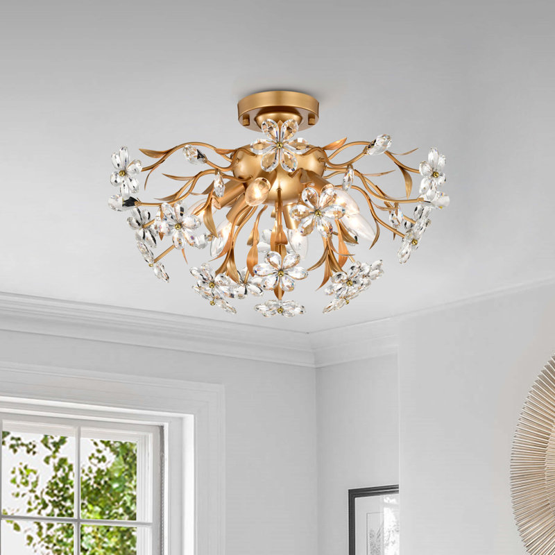 Plafonnier encastré en cristal 6 lumières Silvia