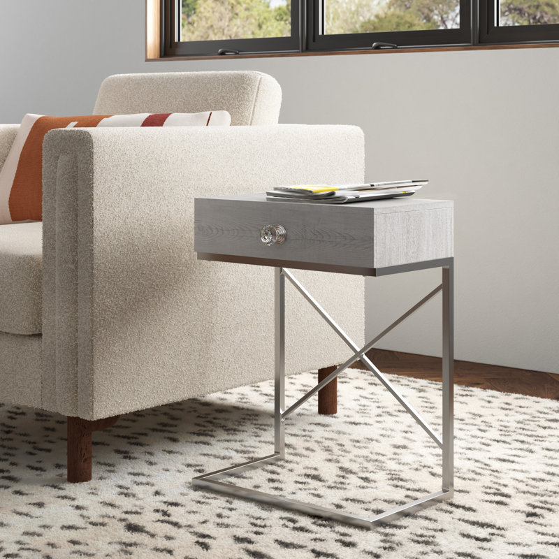 Gibby End Table with Storage, Light Gray
