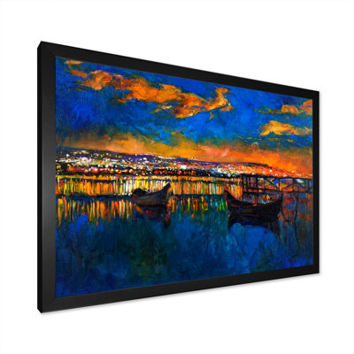 Bateau sur un coucher de soleil coloré - reproduction d'art sur toile