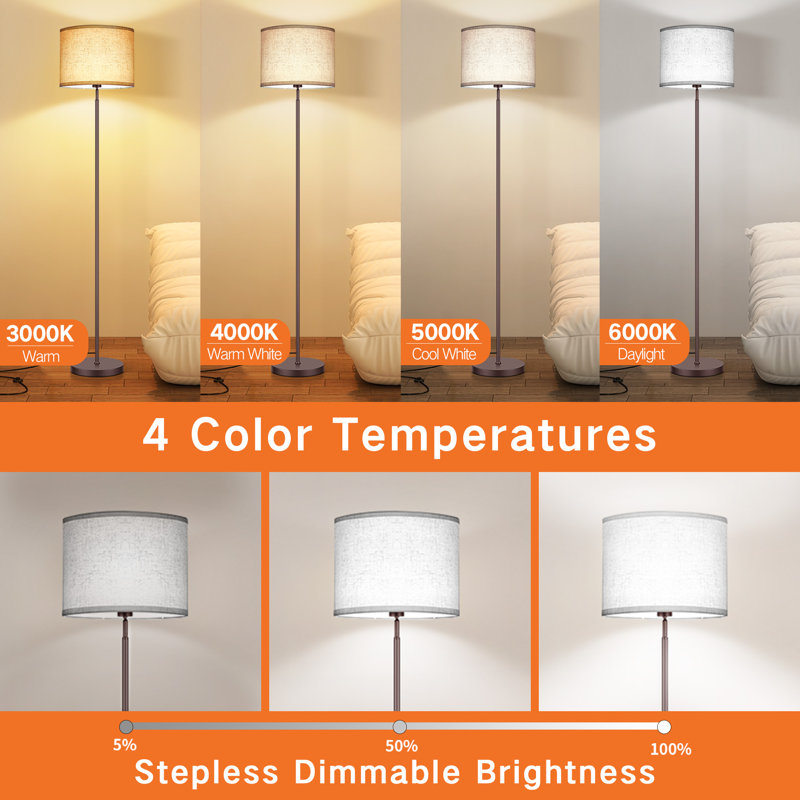 Alexxes 63'' Traditional Floor Lamp with Remote Control, Brown
