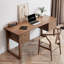 Bureau double caisson en bois massif brun noisette avec 4 tiroirs-1839836977