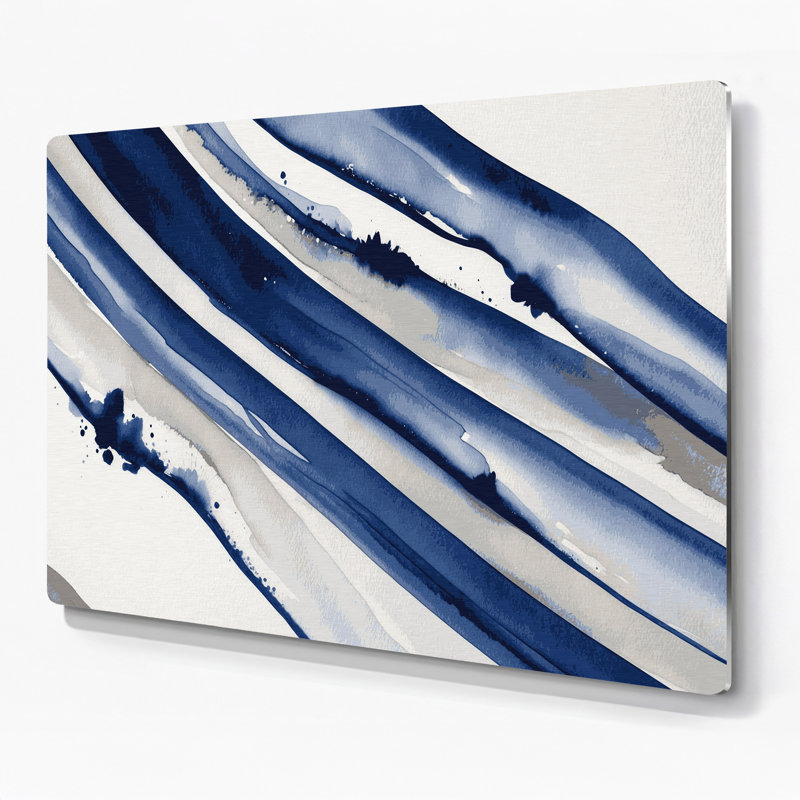 Art mural horizontal rayé horizontal gris clair en métal gris clair, H 24 po x l 36 po