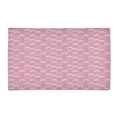 Tapis rose / blanc doublé à chevrons