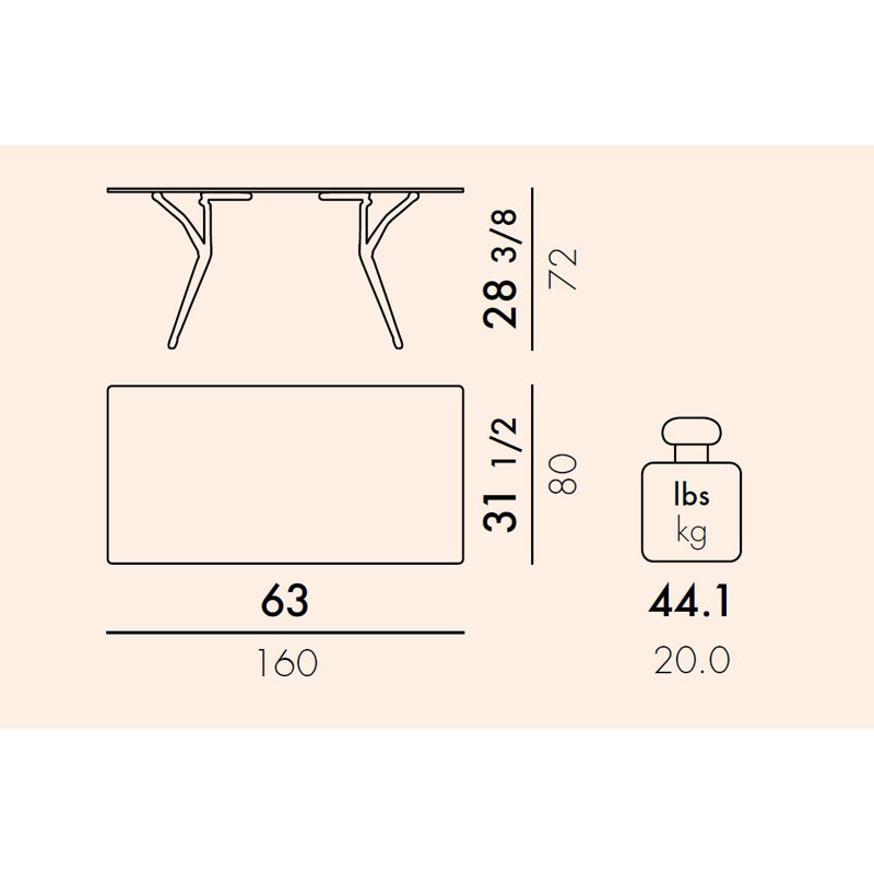 Spoon Table, Medium, White