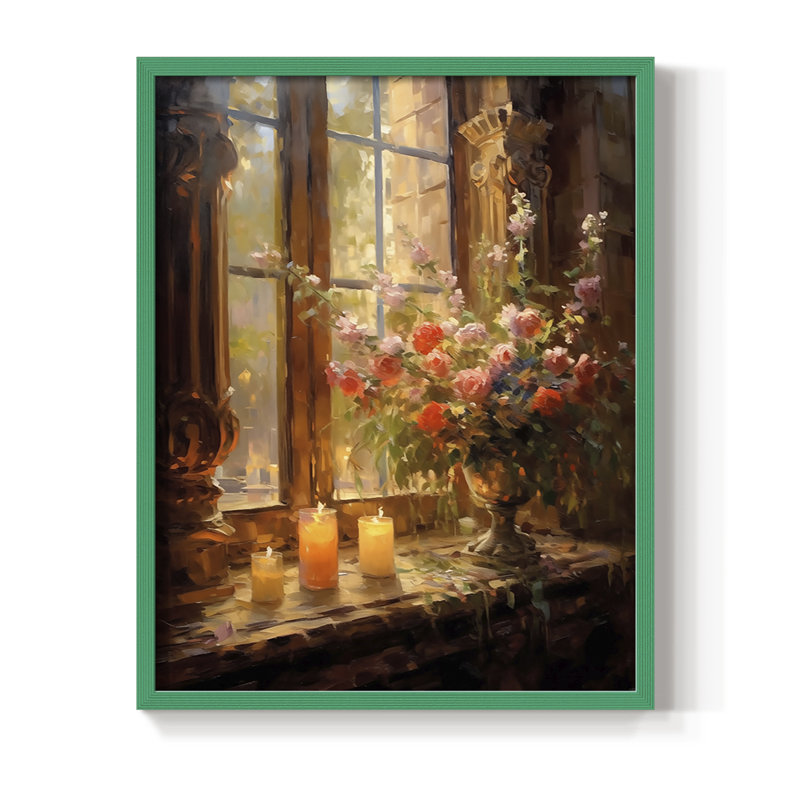 Reproduction encadrée FLORAL Series DCCLXVI - bois massif, Vert, H 21 po x l 17 po