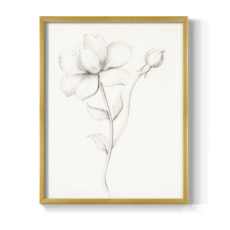 Reproduction florale rétro, impression encadrée, bois massif, H 21 po x l 17 po, Doré