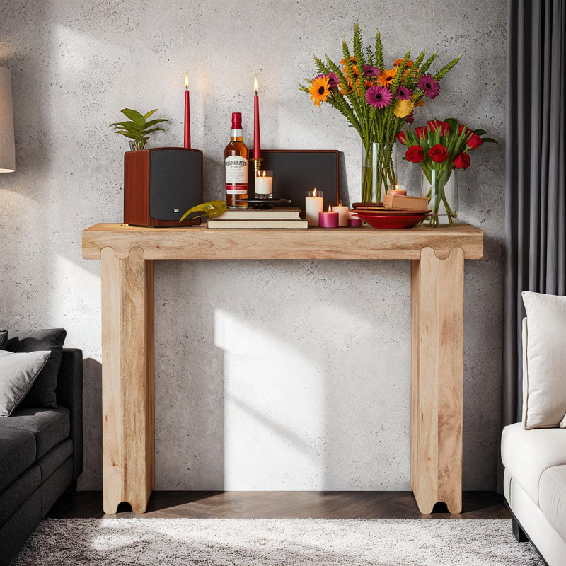 Console en bois massif L 45 po, Brun clair