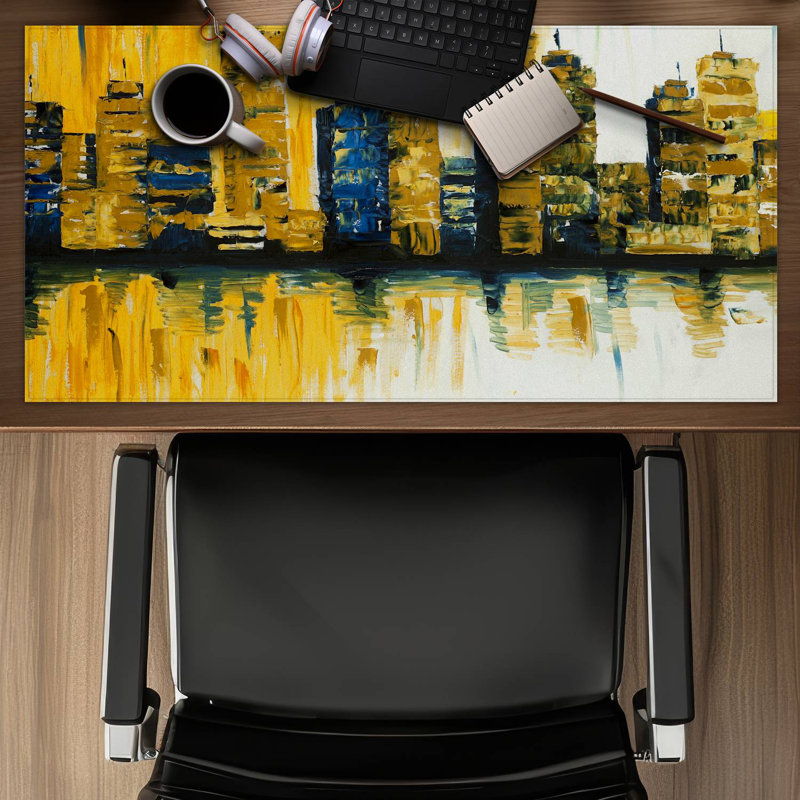 Yellow abstract skyscraper 1 - 15.75"x31.50" Desk mat