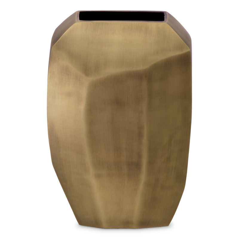 Linos Handmade Aluminum Table Vase, Antique Brass, 17.13" H x 9.65" W x 4.53" D