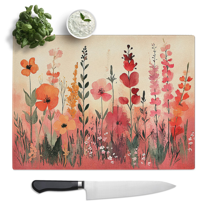 Wildflower Dream  Glass Chopping Board
