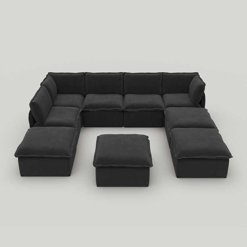 Canapé modulaire réversible Advait, Polyester noir