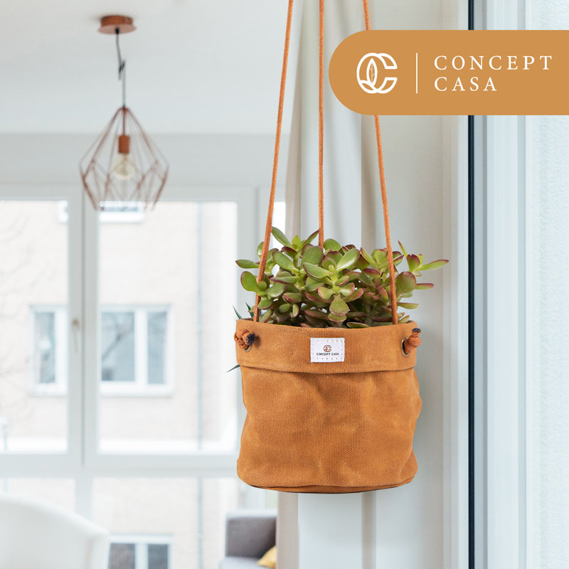 Yellow Waxed Canvas Indoor/Outdoor Hanging Planter
