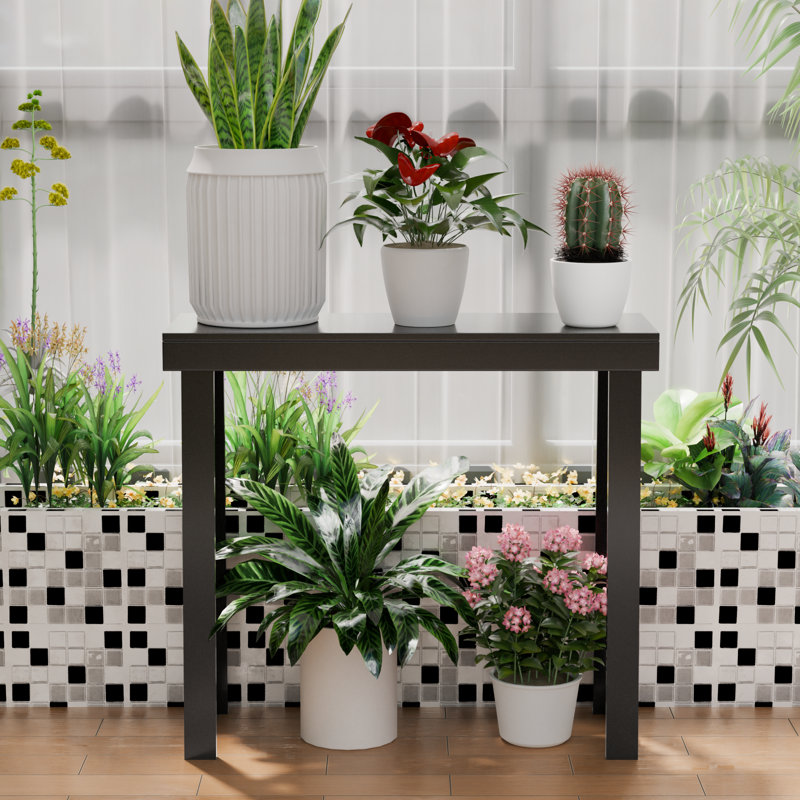 Console en bois massif Nature moderne pour décoration de vestibule ou de couloir, Noir, H 31,59 po x l 35,49 po x P 11,89 po