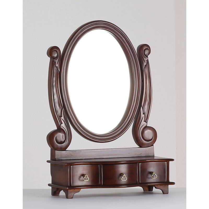 Wood Flat Wall Mirror with Drawers
