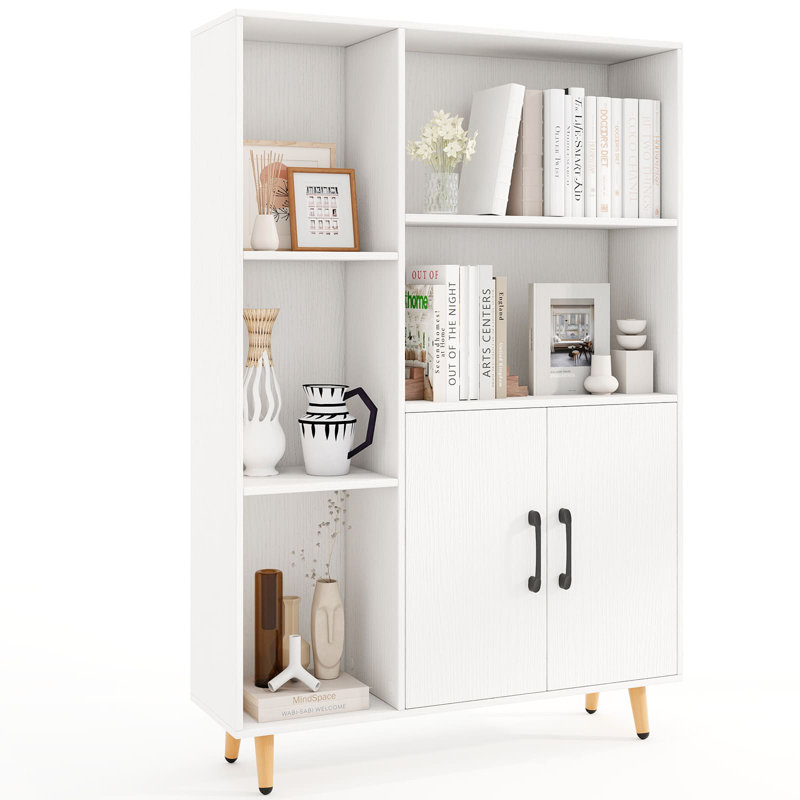 119cm H x 80cm W Book Cabinet Bookcase, White/Gold