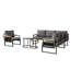 Outdoor Conversation Set 6 Places With 2 Sofas, 1 Chair And 1 Set Of Coffee Table Grey