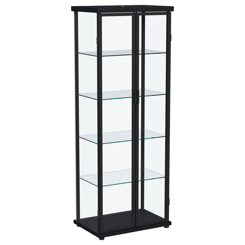 5-shelf Display Curio Cabinet with LED Lighting, Noir