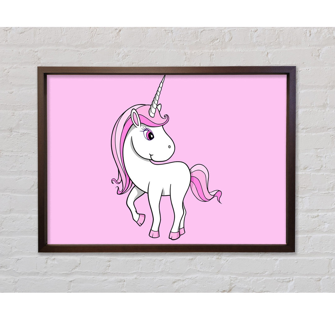 Einhorn Walking Pink - Einzelner Bilderrahmen Kunstdrucke auf Leinwand