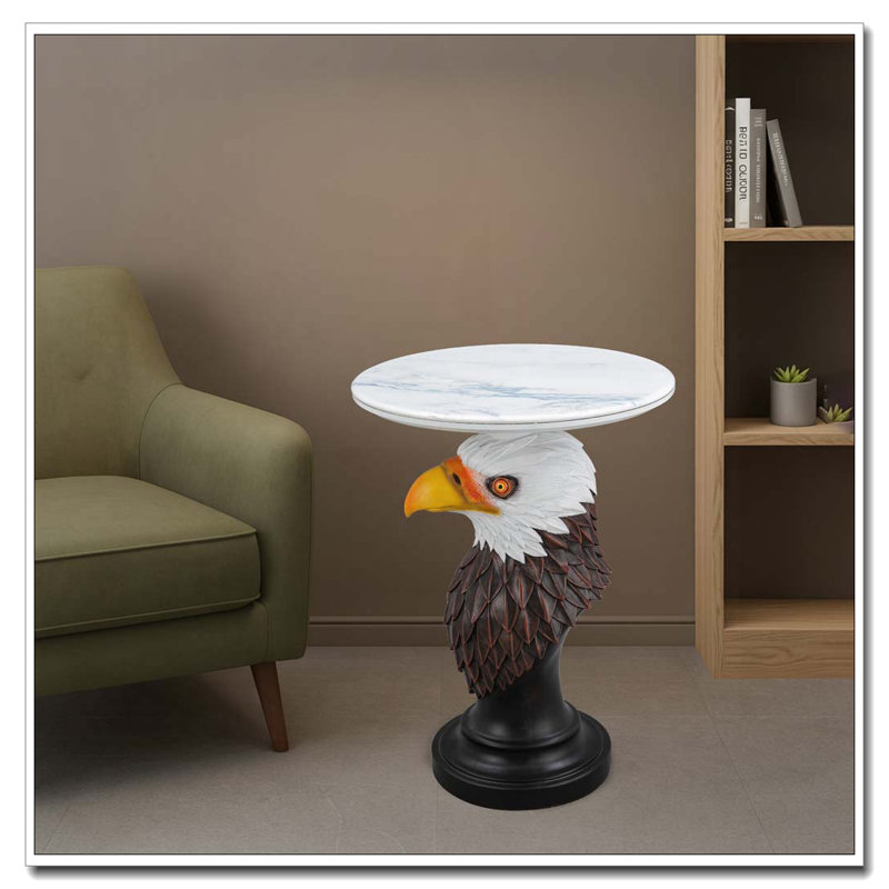 Accent Table Animal Statue End Tables, Brown + Antique White-Eagle