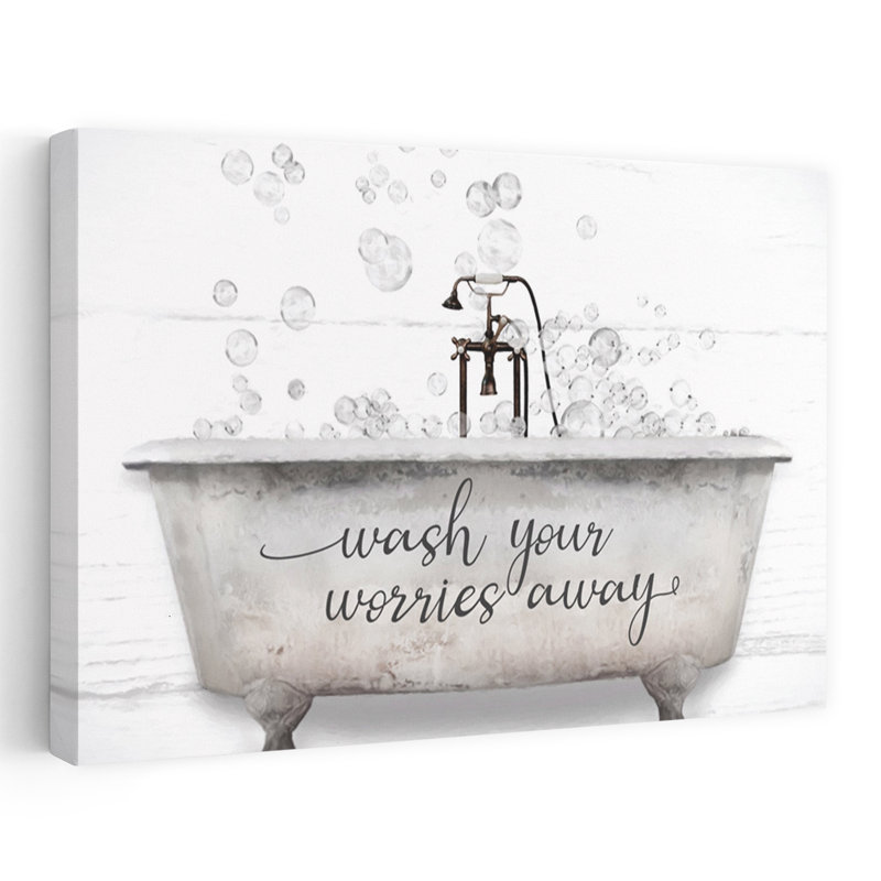 «Wash Your Worries Away Bathaign», art contemporain abstrait, H 16 po x l 24 po