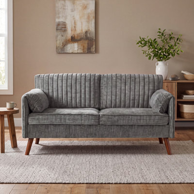 Modern 64" Loveseat Sofa, Comfy Upholstered Small 2-seater Love Seat Couches with 59"W Seat, Quilting Backrest, Padded Arms, Wood Legs for Living Room Bedroom, Small Spaces, Office, Apartment, Gray, Chenille