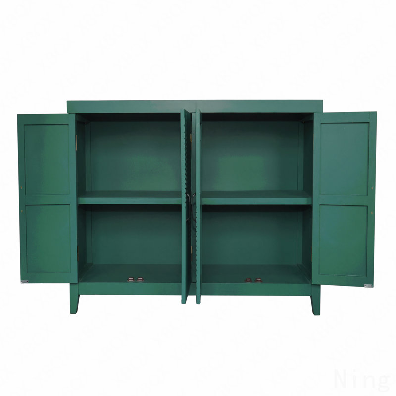 Tela Wooden Accent Cabinet with 4 Carved Doors