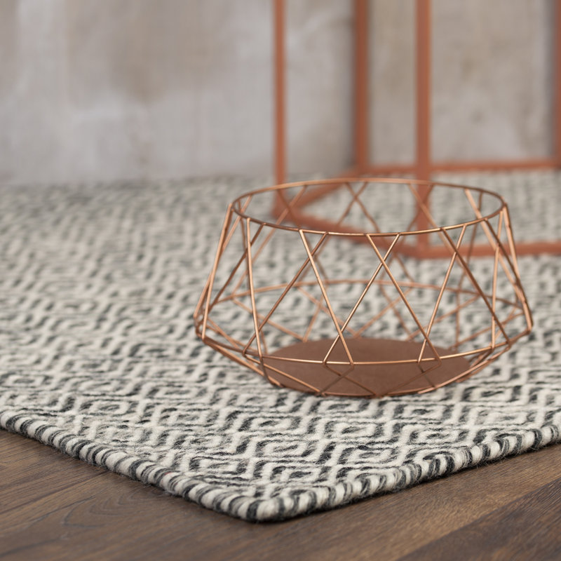 Jaipur Geometric Wool Hand Woven Area Rug, Rectangular 80 x 150cm, Graphite