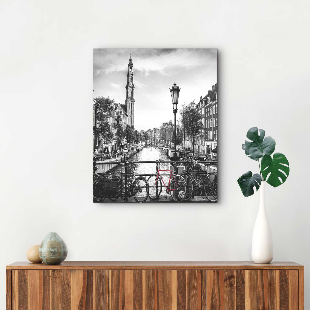 Wandbild Deko Panel Die Grachten Von Amsterdam Brücke - Fahrrad - Stadt - Die Niederlande